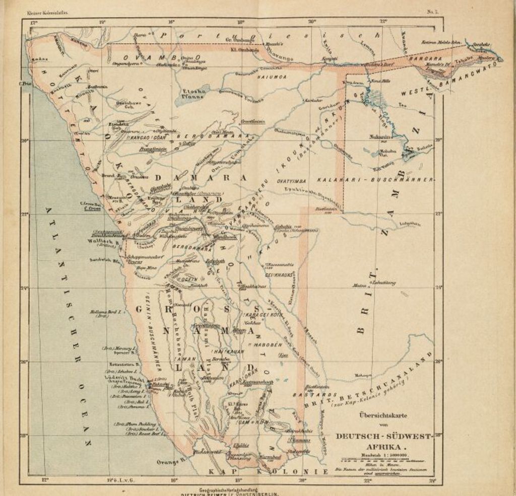 Karte von Deutsch-Südwestafrika in "Kleiner Deutscher Kolonialatlas", 1898