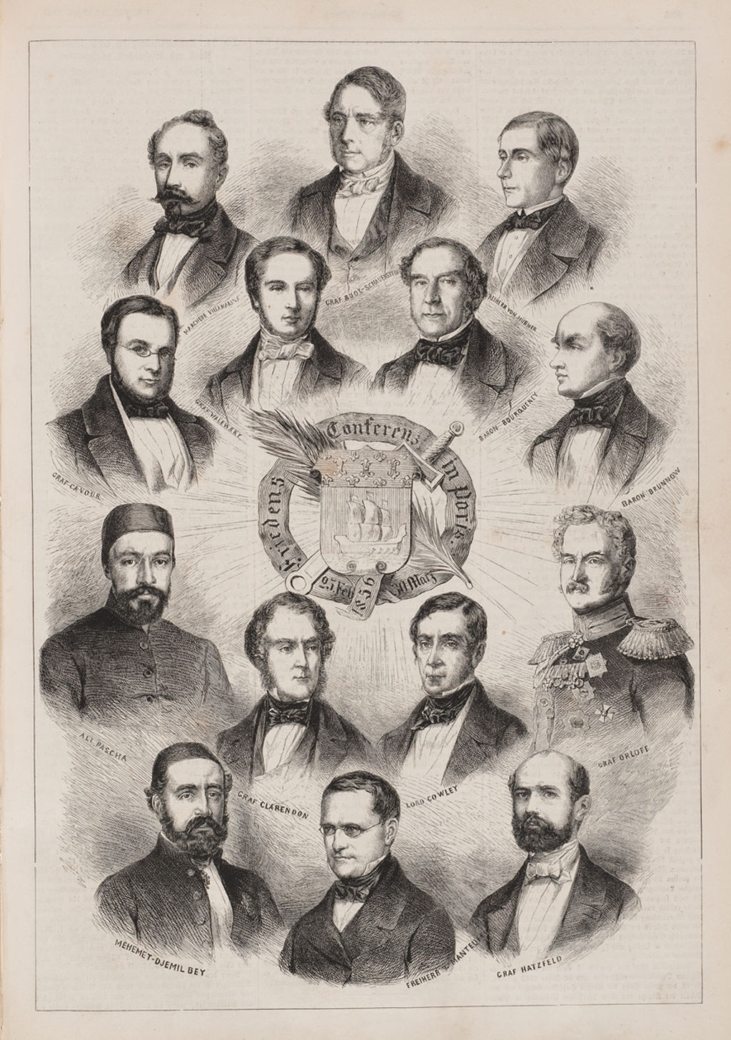 Grafik: Teilnehmer der Friedenskonferenz in Paris, 1856