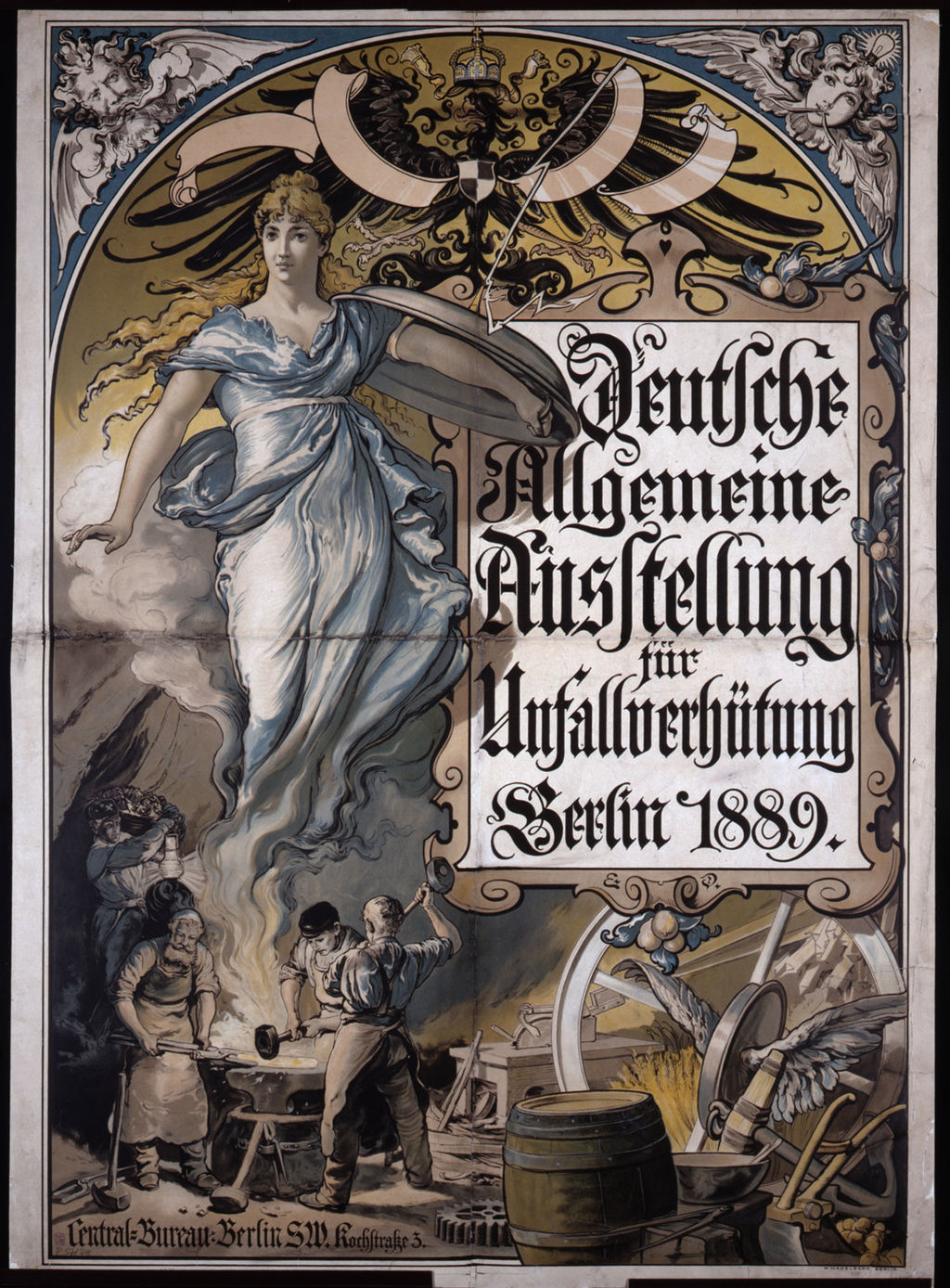 Plakat: Deutsche Allgemeine Ausstellung für Unfallverhütung, 1889
