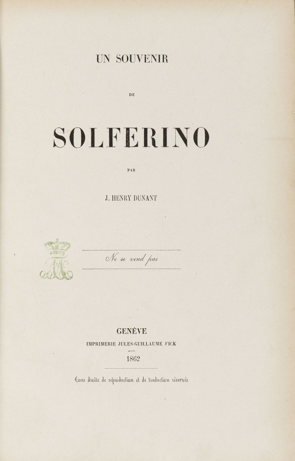 Buch: Dunant, Henri: "Eine Erinnerung an Solferino", 1862