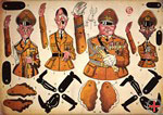 Ausschneidebogen mit Karikaturen von Hitler, Göring,  Goebbels und Ribbentrop, nach 1945, DHM