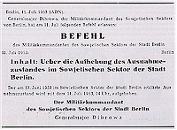 Aufhebung des Ausnahmezustandes, 1953