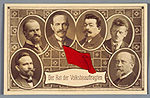 Bild: Die Mitglieder des Rates der Volksbeauftragten, Postkarte, 1918