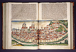 Bild: Schedelsche Weltchronik mit Ansicht der Stadt Erfurt, Druck, koloriert, 1493