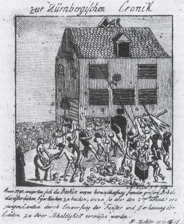 Sturm auf die Bäckerhäuser in Nürnberg, um 1795