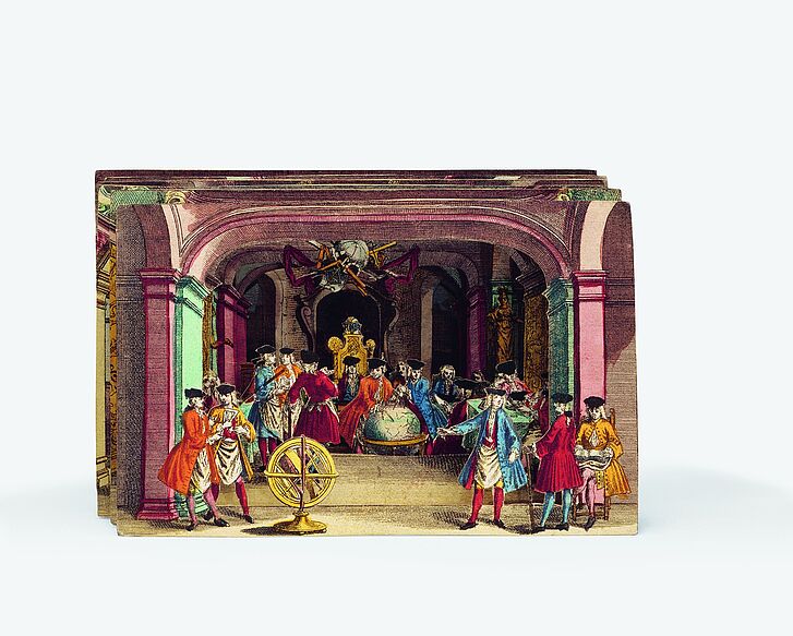 Martin Engelbrecht, Paper theatre scene “Freemason Gathering” (6-part), Augsburg, ca. 1730 Martin Engelbrecht, Paper theatre scene “Freemason Gathering” (6-part), Augsburg, ca. 1730