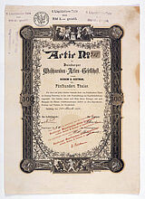Share of the Duisburger Maschinenbau-Actien-Gesellschaft, November 14, 1872, 1872. Share of the Duisburger Maschinenbau-Actien-Gesellschaft, November 14, 1872, 1872. (Inv.Nr. Do 92/3)