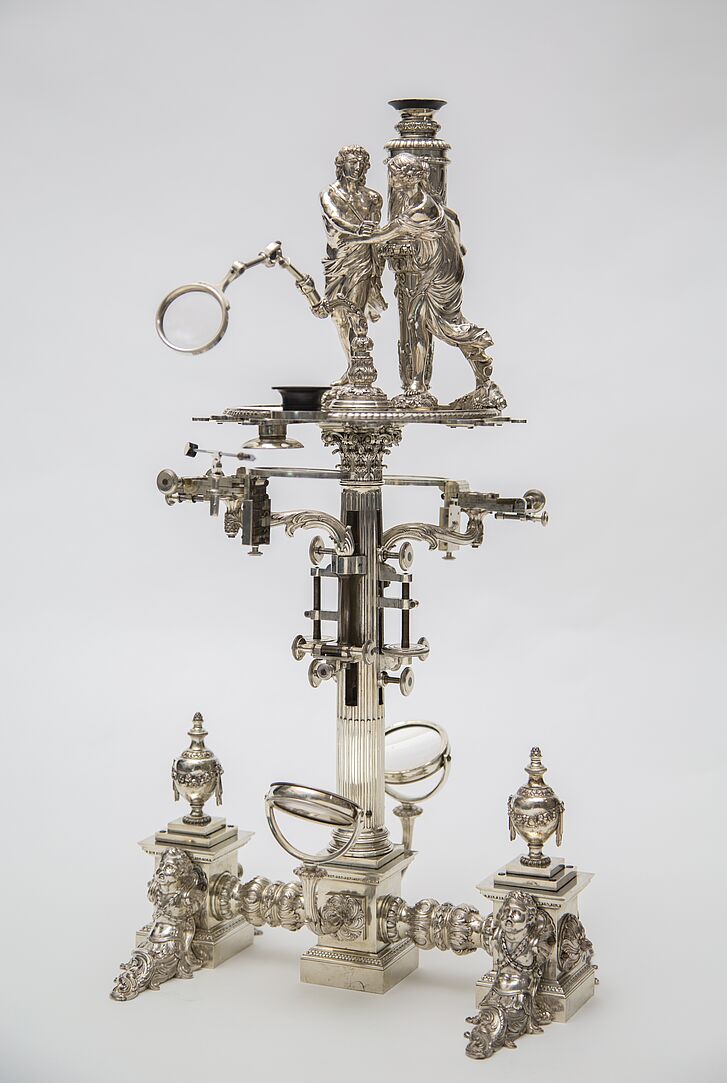 George Adams, Silver microscope for King George III, London, before 1763 George Adams, Silver microscope for King George III, London, before 1763