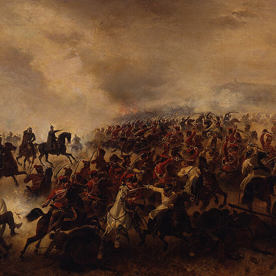 Ausschnitt des Gemäldes einer Belagerungsschlacht von 1814, gemalt von Joseph-Lucas d