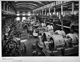 Turbine Factory, Large-Scale Assembly, Berlin, Allgemeine Elektricitäts-Gesellschaft, AEG 1883/1908, Berlin, 1908. Turbine Factory, Large-Scale Assembly, Berlin, Allgemeine Elektricitäts-Gesellschaft, AEG 1883/1908, Berlin, 1908. (Inv.Nr. B 57/3610)