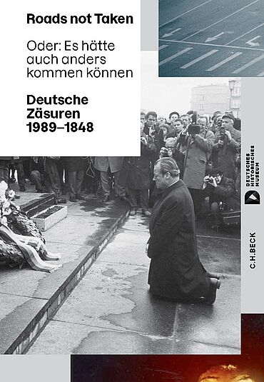 Buchcover, welches ein Schwarz-Weiß-Foto vom Kniefall von Willy Brandt in Warschau 1970 zeigt.