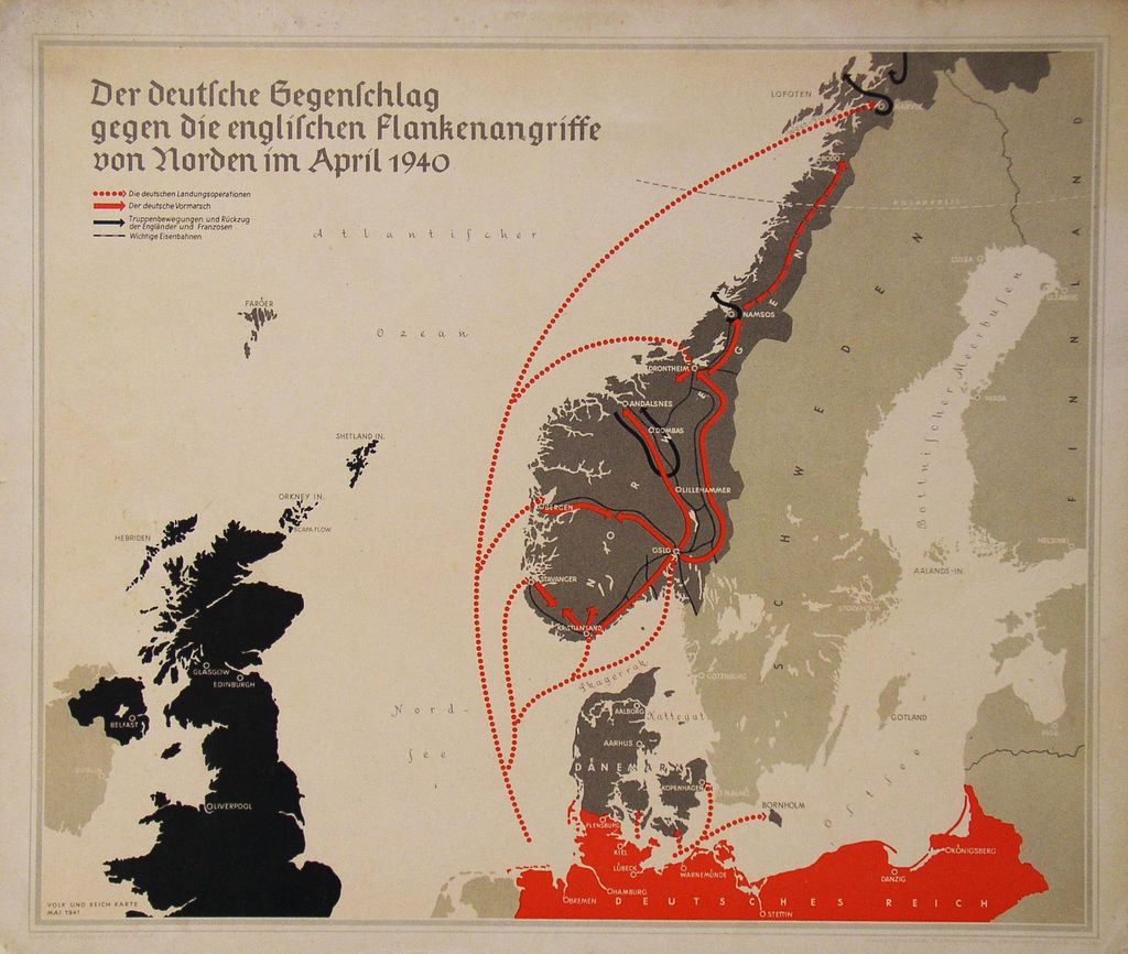 Exponat: Landkarte: Besetzung von Norwegen, 1941