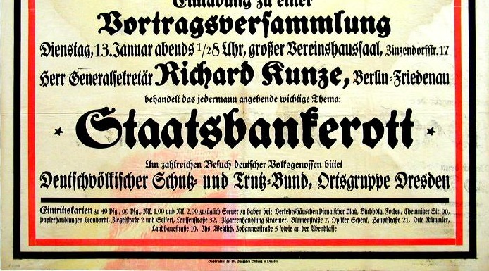 Plakat des Deutschvölkischen Schutz- und Trutzbundes, 1920 Plakat des Deutschvölkischen Schutz- und Trutzbundes, 1920